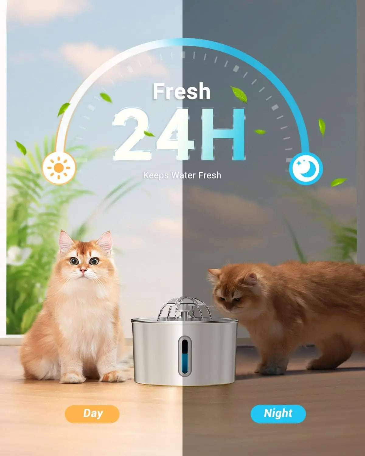 NeatPaws™ FreshFlow Stainless Steel Cat Water Fountain
