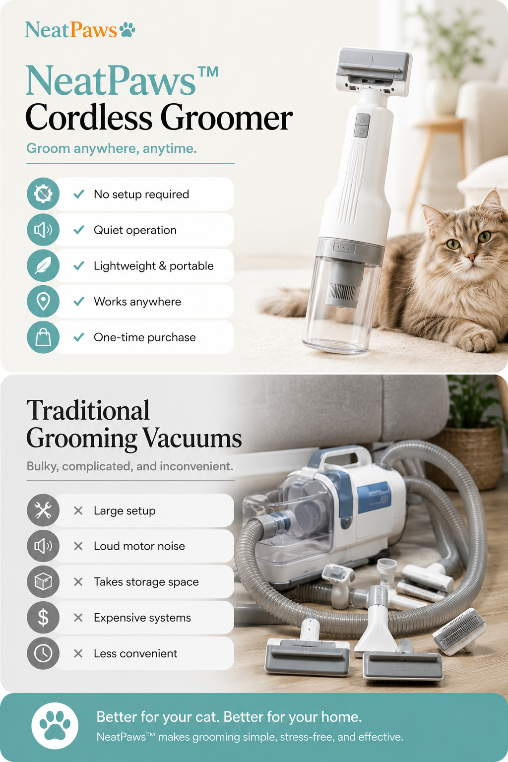 NeatPaws™ Premium Electric Cat Grooming Kit