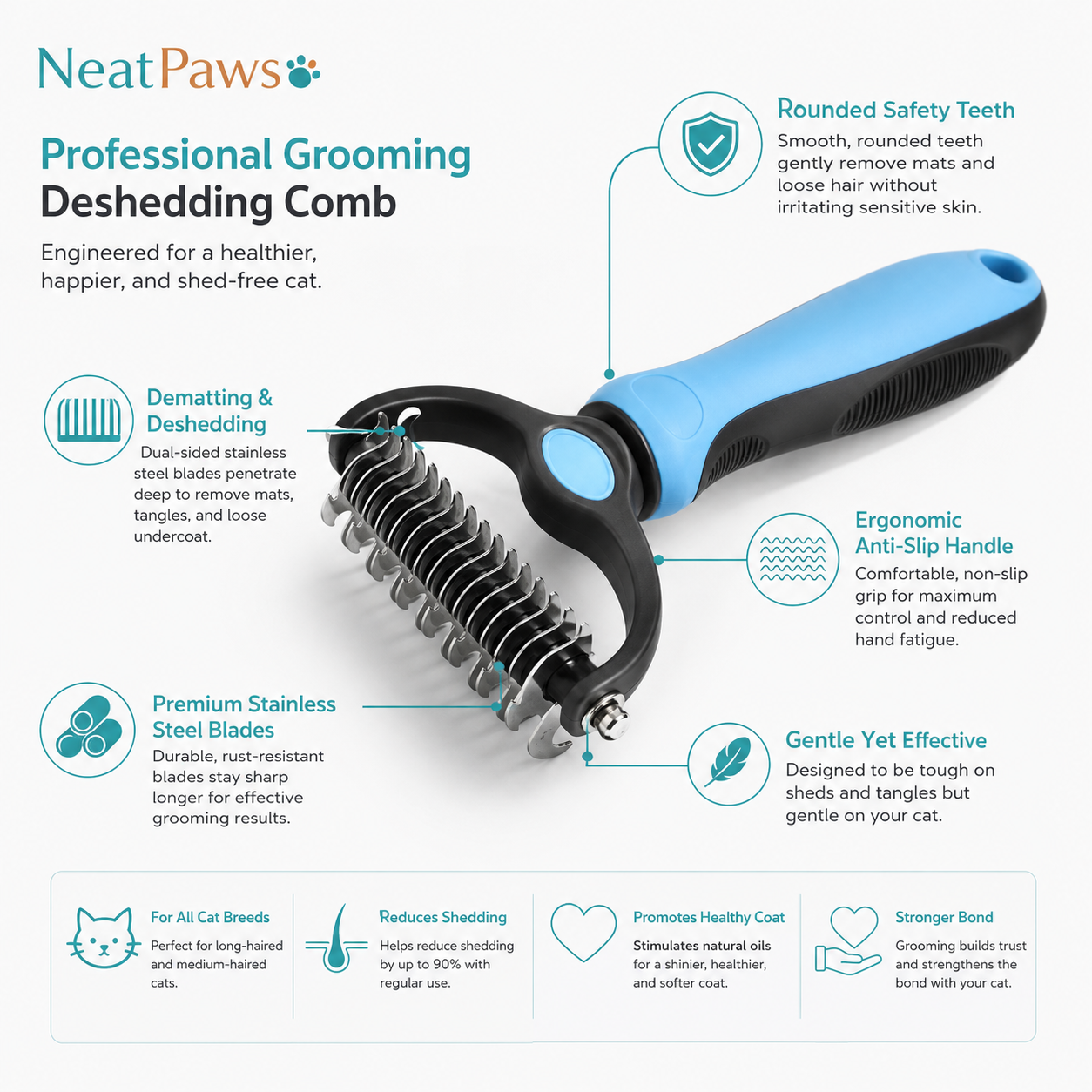 NeatPaws™ Deshedding Brush & Comb Set
