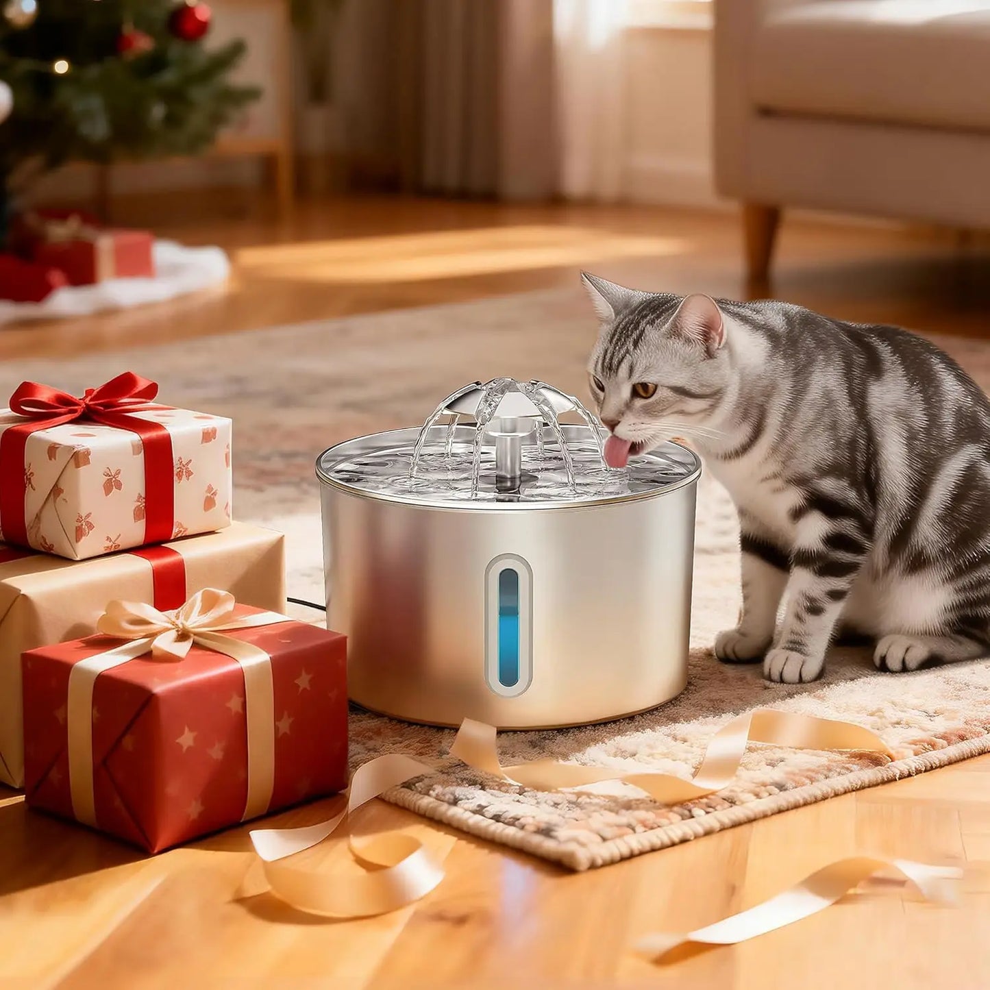 NeatPaws™ FreshFlow Stainless Steel Cat Water Fountain