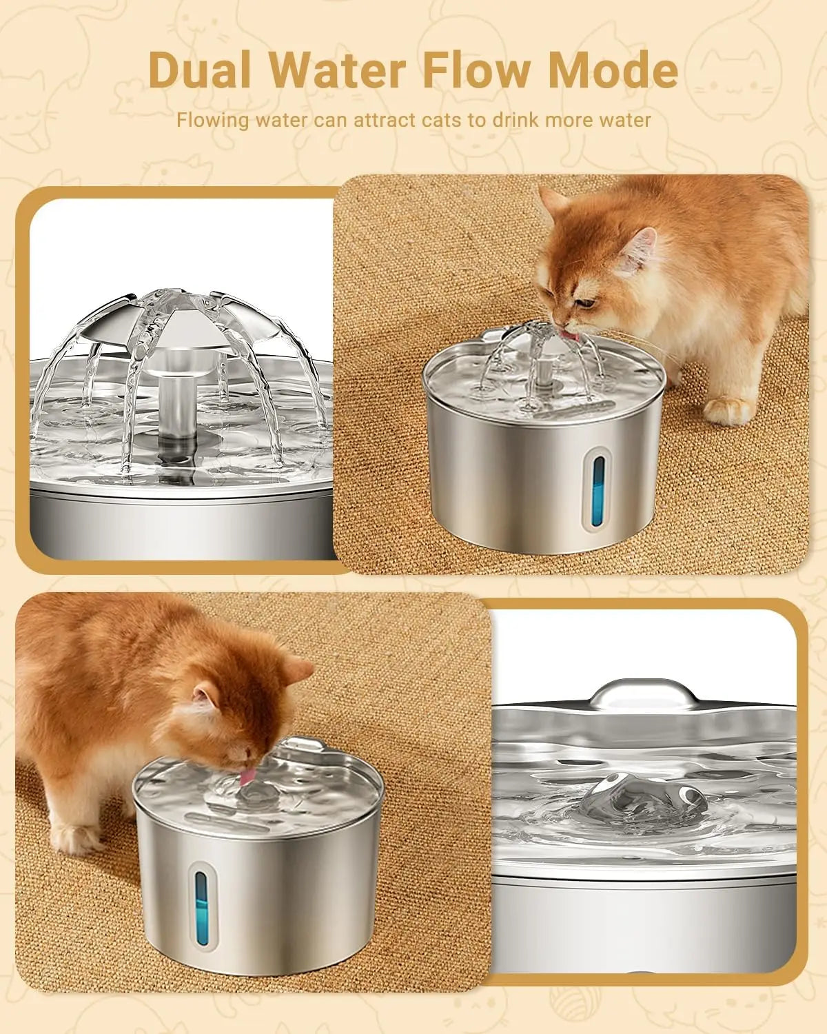 NeatPaws™ FreshFlow Stainless Steel Cat Water Fountain