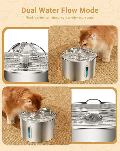 NeatPaws™ FreshFlow Stainless Steel Cat Water Fountain
